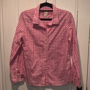 JCREW Hot Pink Gingham Button Down